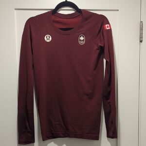 Lululemon Team Canada Olympic Red Long Sleeve Swiftly Shirt, Women Size 6